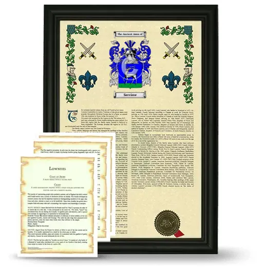 Serviere Framed Armorial History and Symbolism - Black