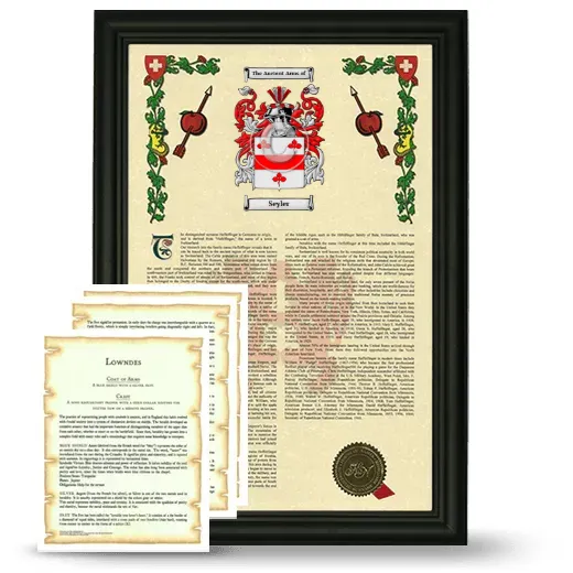 Seyler Framed Armorial History and Symbolism - Black