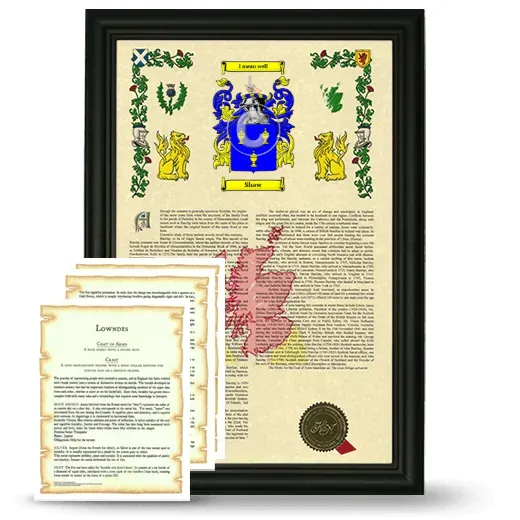 Shaw Framed Armorial History and Symbolism - Black