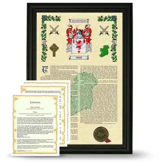 Shield Framed Armorial History and Symbolism - Black