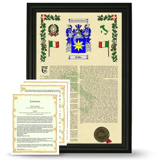 Stellar Framed Armorial History and Symbolism - Black