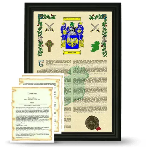 Swethan Framed Armorial History and Symbolism - Black