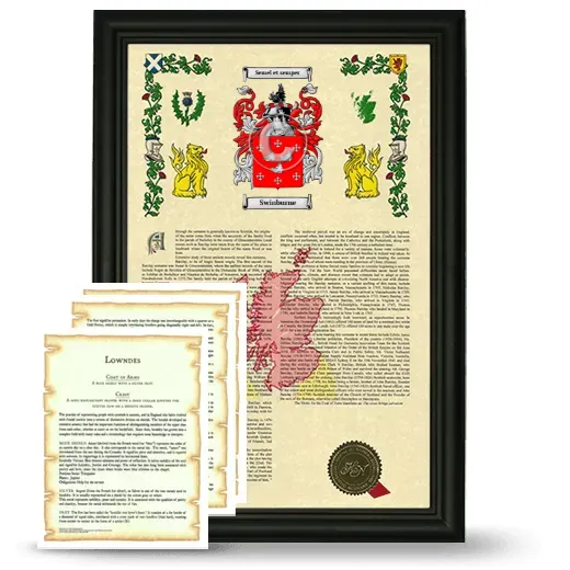 Swinburne Framed Armorial History and Symbolism - Black