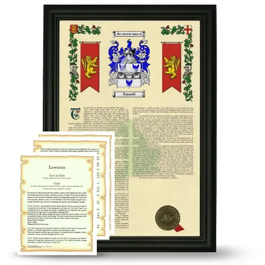 Taswell Framed Armorial History and Symbolism - Black