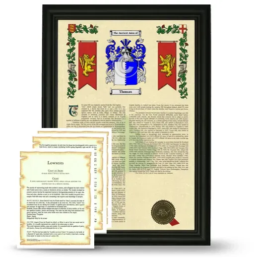 Thomas Framed Armorial History and Symbolism - Black