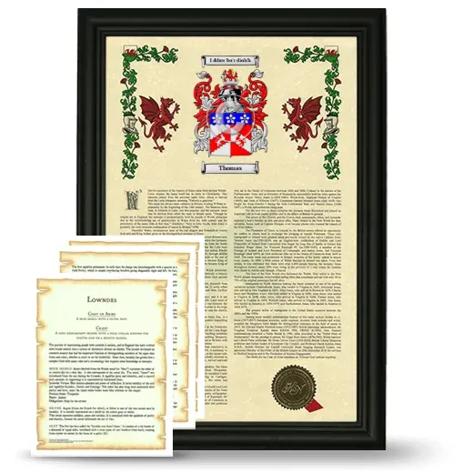 Thomas Framed Armorial History and Symbolism - Black