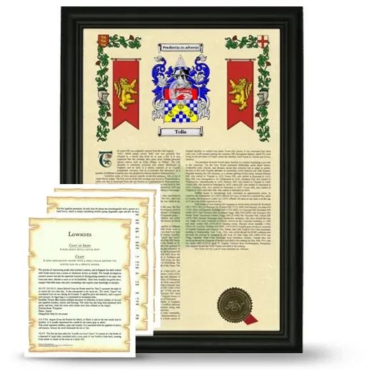 Tolia Framed Armorial History and Symbolism - Black