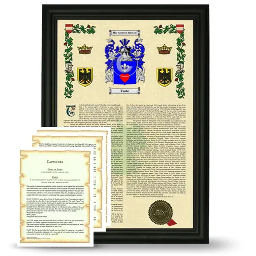 Trote Framed Armorial History and Symbolism - Black
