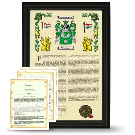 Valentinus Framed Armorial History and Symbolism - Black