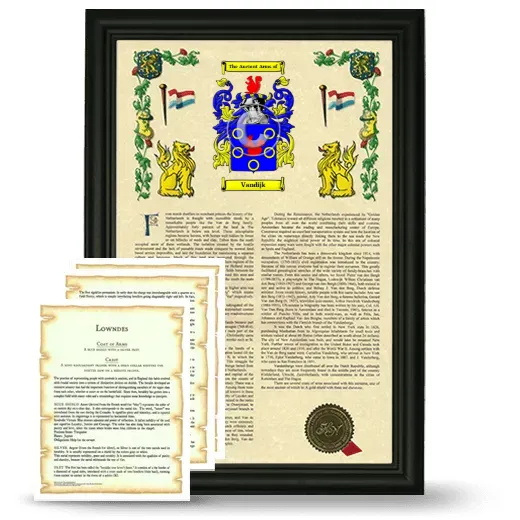 Vandijk Framed Armorial History and Symbolism - Black