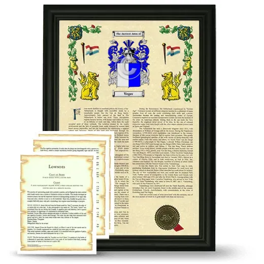 Veger Framed Armorial History and Symbolism - Black