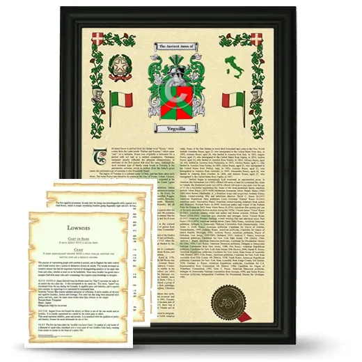 Veguilla Framed Armorial History and Symbolism - Black