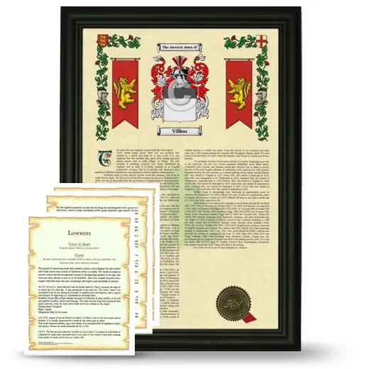 Villion Framed Armorial History and Symbolism - Black