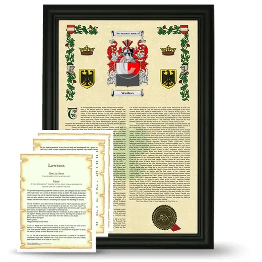 Waiters Framed Armorial History and Symbolism - Black