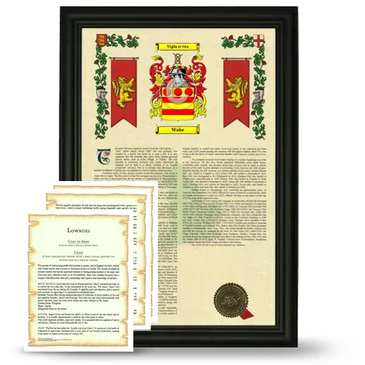 Wake Framed Armorial History and Symbolism - Black