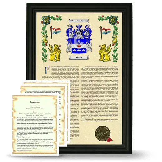 Witte Framed Armorial History and Symbolism - Black