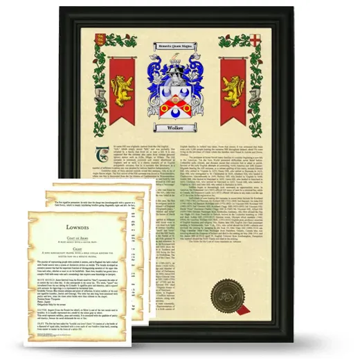 Wolker Framed Armorial History and Symbolism - Black