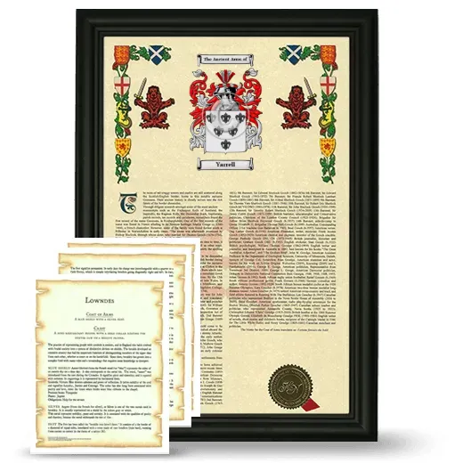 Yarrell Framed Armorial History and Symbolism - Black