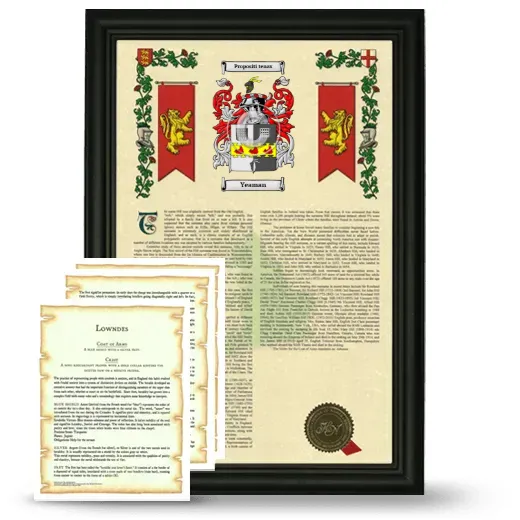 Yeaman Framed Armorial History and Symbolism - Black