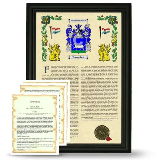 Youngblood Framed Armorial History and Symbolism - Black