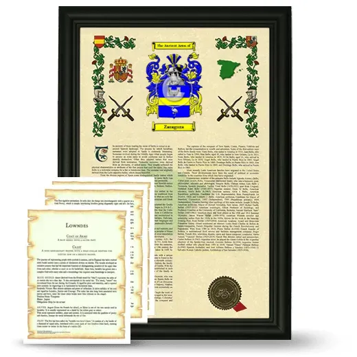 Zaragoza Framed Armorial History and Symbolism - Black
