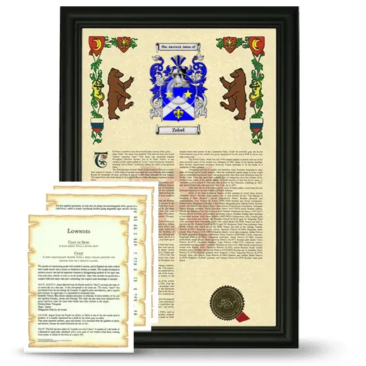Zobel Framed Armorial History and Symbolism - Black