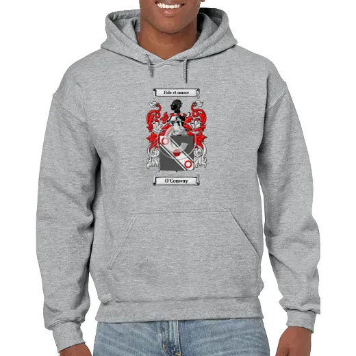 O'Conway Grey Unisex Coat of Arms Hooded Sweatshirt