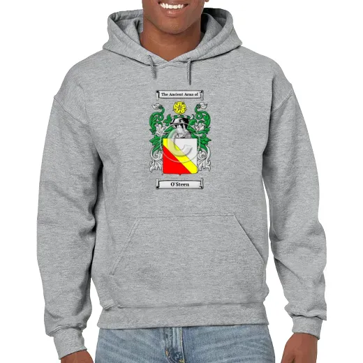 O'Steen Grey Unisex Coat of Arms Hooded Sweatshirt