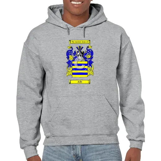 Acle Grey Unisex Coat of Arms Hooded Sweatshirt