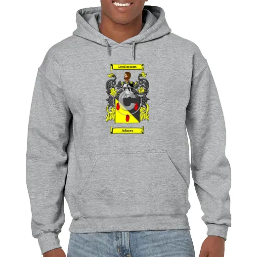 Adares Grey Unisex Coat of Arms Hooded Sweatshirt
