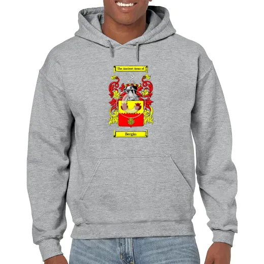 Bergin Grey Unisex Coat of Arms Hooded Sweatshirt