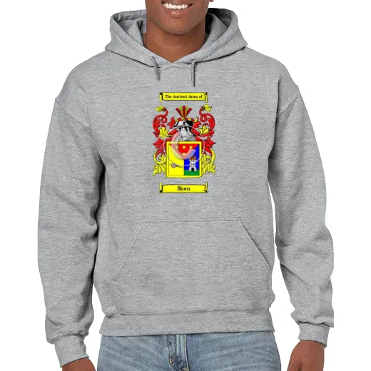 Bjorn Grey Unisex Coat of Arms Hooded Sweatshirt
