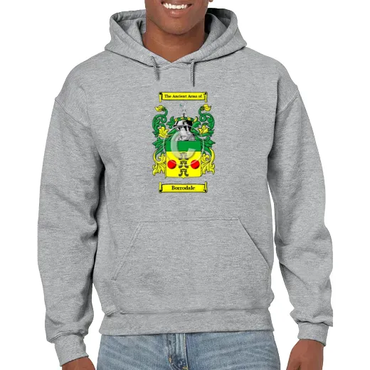 Borrodale Grey Unisex Coat of Arms Hooded Sweatshirt