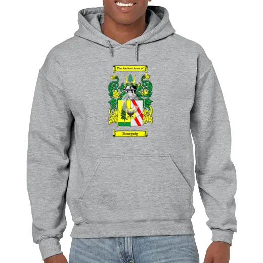 Bourguig Grey Unisex Coat of Arms Hooded Sweatshirt