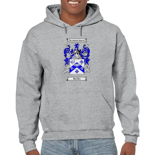 Burtles Grey Unisex Coat of Arms Hooded Sweatshirt