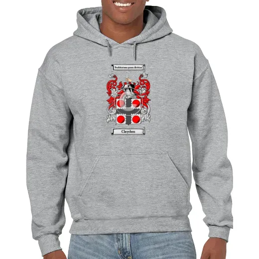 Claydon Grey Unisex Coat of Arms Hooded Sweatshirt