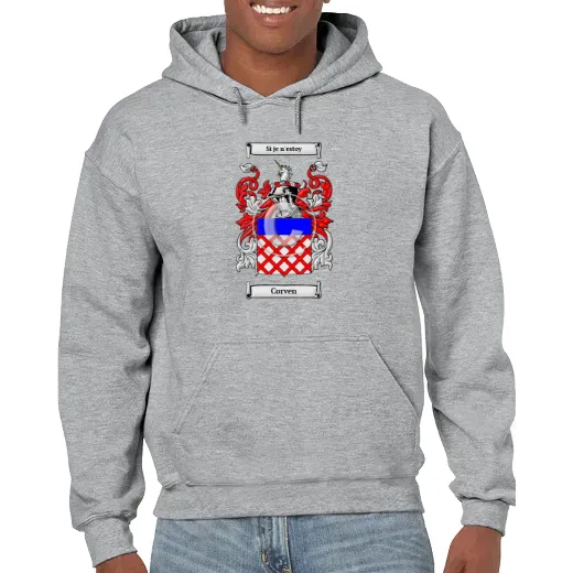 Corven Grey Unisex Coat of Arms Hooded Sweatshirt