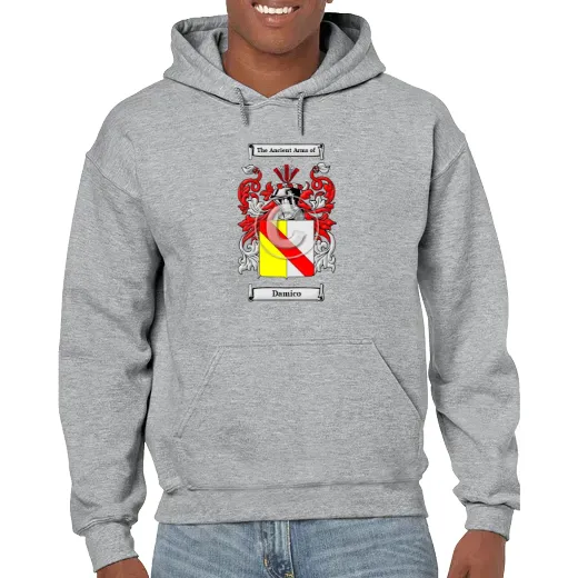 Damico Grey Unisex Coat of Arms Hooded Sweatshirt