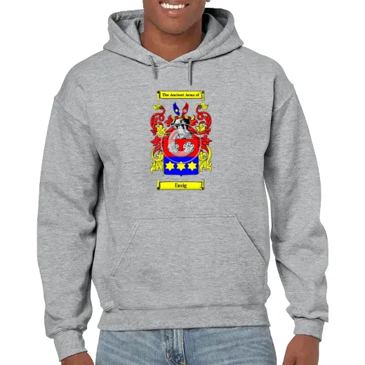 Emig Grey Unisex Coat of Arms Hooded Sweatshirt