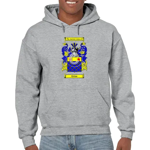 Givins Grey Unisex Coat of Arms Hooded Sweatshirt