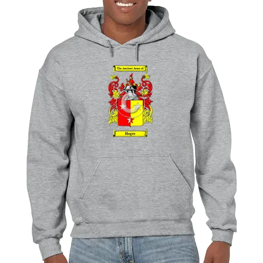 Hager Grey Unisex Coat of Arms Hooded Sweatshirt