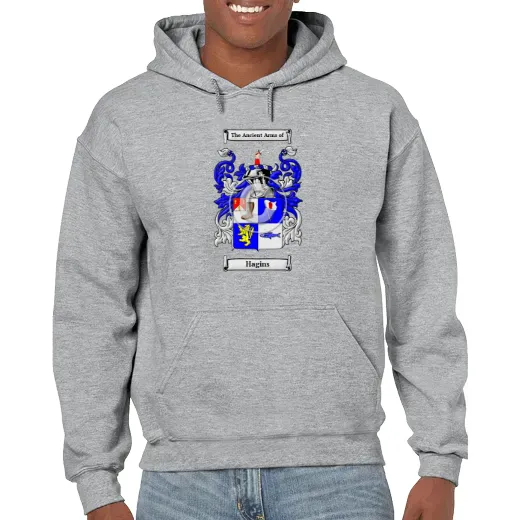 Hagins Grey Unisex Coat of Arms Hooded Sweatshirt