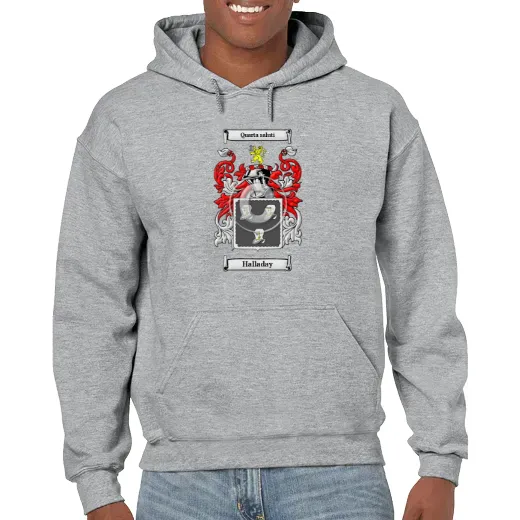 Halladay Grey Unisex Coat of Arms Hooded Sweatshirt