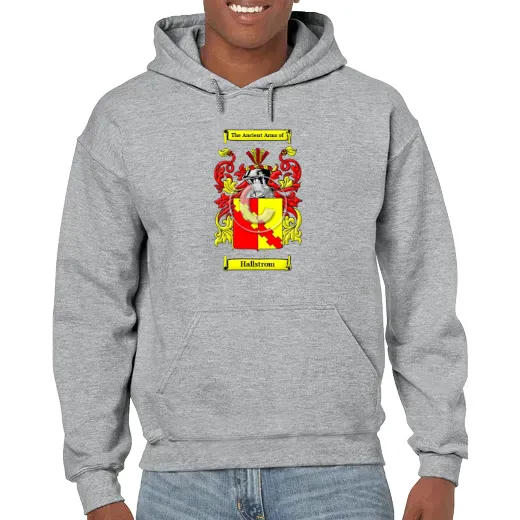 Hallstrom Grey Unisex Coat of Arms Hooded Sweatshirt