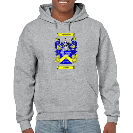Harsin Grey Unisex Coat of Arms Hooded Sweatshirt