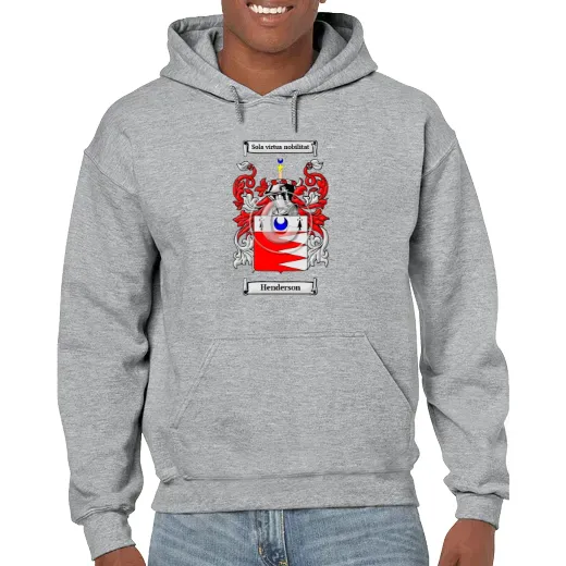 Henderson Grey Unisex Coat of Arms Hooded Sweatshirt