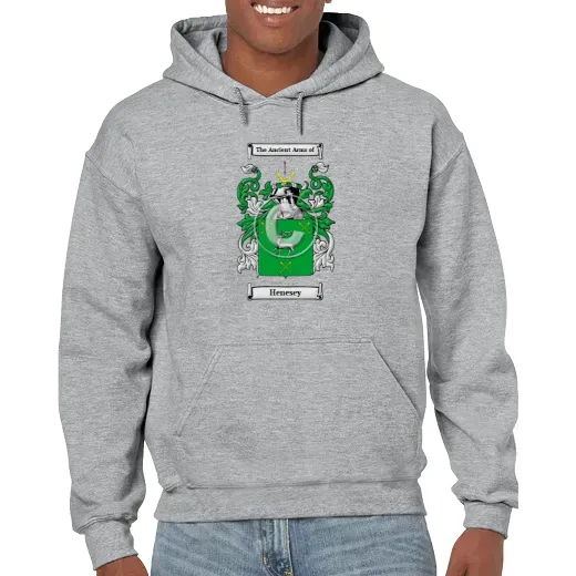 Henesey Grey Unisex Coat of Arms Hooded Sweatshirt