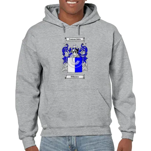 Hikman Grey Unisex Coat of Arms Hooded Sweatshirt