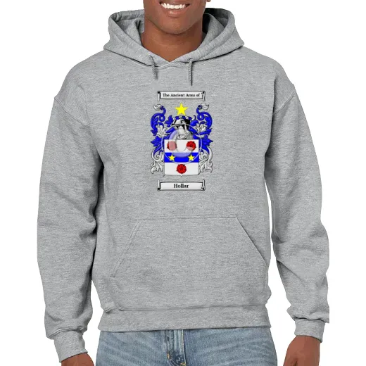 Hollar Grey Unisex Coat of Arms Hooded Sweatshirt
