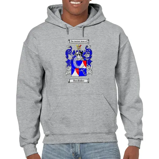 Hornbaker Grey Unisex Coat of Arms Hooded Sweatshirt